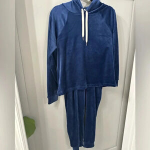 J Crew Relaxed Jogger Set Royal Blue Velour Joggers and Hoodie Set Size Medium